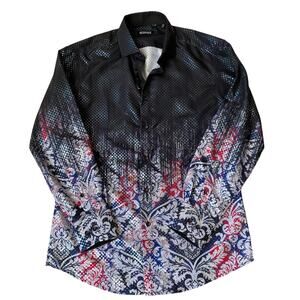 Bespoke Metallic Halftone Effect Shirt Men S Ombre Black Miami Button Up Limited